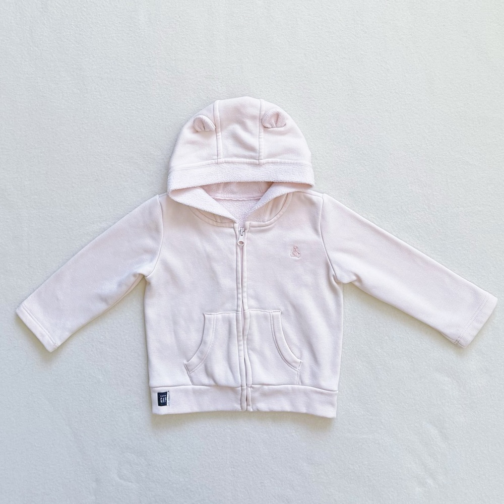 3/$30 Baby Gap Toddler Girl Light Pink ZipUp Hoodie Cotton Fleece Sweatshirt 2T